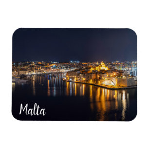 Harbour op Malta verlicht 's nachts Magneet