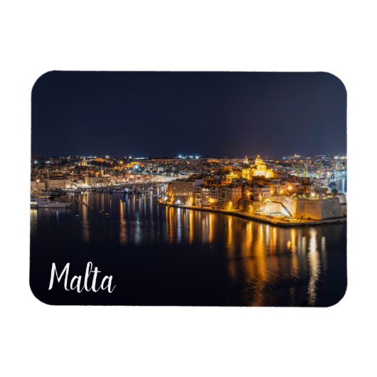 Harbour op Malta verlicht 's nachts Magneet (Horizontaal)