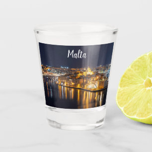 Harbour op Malta verlicht 's nachts Shot Glas