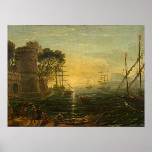 Harbour op Sunset - Claude Lorrain Fine Art Poster (Voorkant)