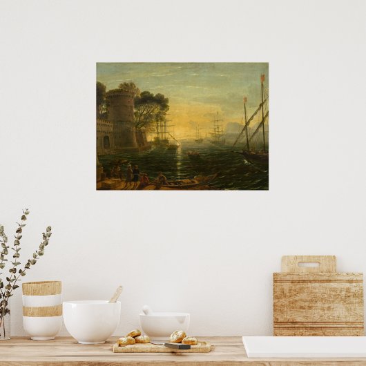 Harbour op Sunset - Claude Lorrain Fine Art Poster (Keuken)
