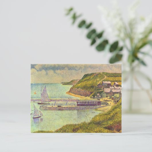 Harbour Port-en-Bessin High Tide van Georges Seura Briefkaart (Staand voorkant)
