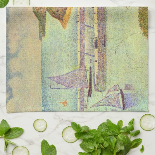 Harbour Port-en-Bessin High Tide van Georges Seura Theedoek (Gevouwen)