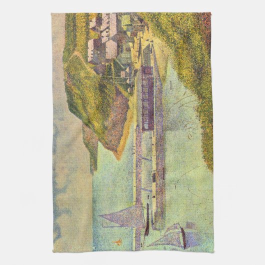 Harbour Port-en-Bessin High Tide van Georges Seura Theedoek (Verticaal)