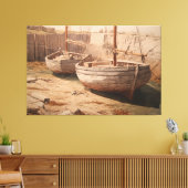 Harbour Rest: Sepia Laagtij Canvas Afdruk (Insitu (Woonkamer))