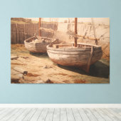 Harbour Rest: Sepia Laagtij Canvas Afdruk (Insitu (Houten vloer))