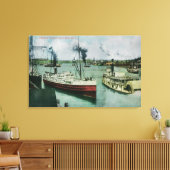 Harbour-scène in Portland, Oregon Canvas Afdruk (Insitu (Woonkamer))
