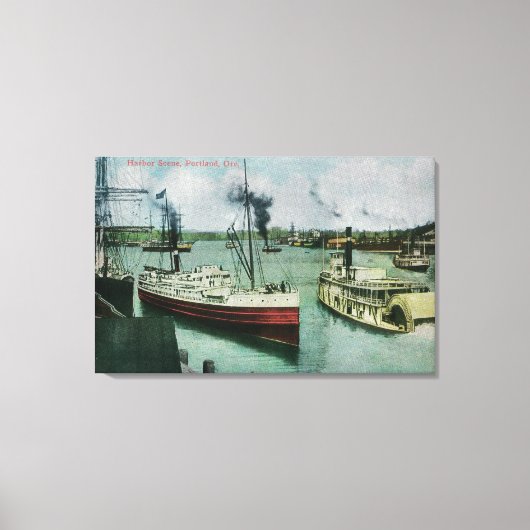 Harbour-scène in Portland, Oregon Canvas Afdruk (Voorkant)
