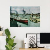 Harbour-scène in Portland, Oregon Poster (Thuiskantoor)
