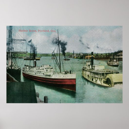 Harbour-scène in Portland, Oregon Poster (Voorkant)