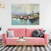 Harbour Scene - Ingewikkelde Canvas Print (Insitu (Woonkamer))