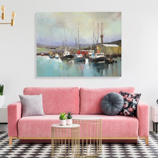 Harbour Scene - Ingewikkelde Canvas Print (Insitu (Woonkamer))