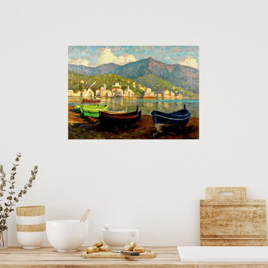 Harbour Scene uit Rapallo; Paul Fischer schilderij Poster (Keuken)