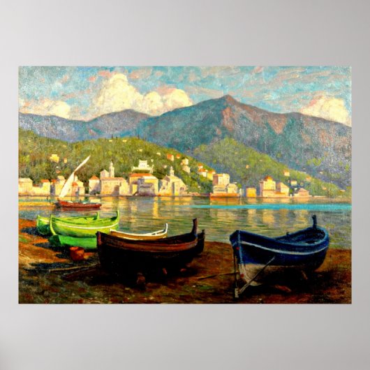 Harbour Scene uit Rapallo; Paul Fischer schilderij Poster (Voorkant)