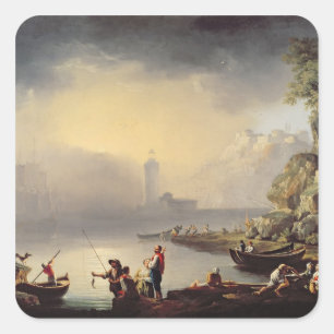 Harbour Scene Vierkante Sticker