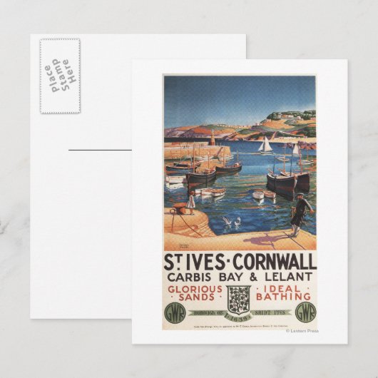 Harbour Scene with Girl and Gulls Railway Briefkaart (Voorkant / Achterkant)