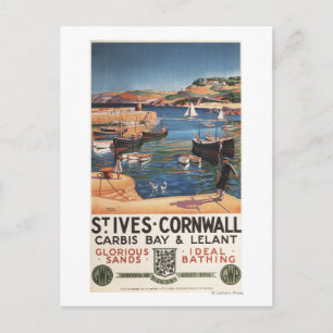 Harbour Scene with Girl and Gulls Railway Briefkaart