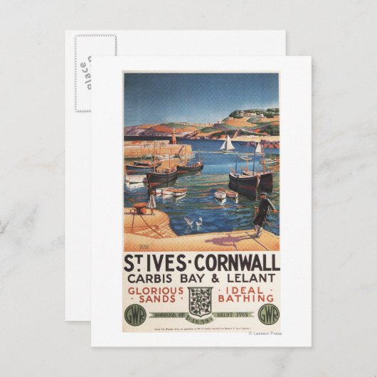 Harbour Scene with Girl and Gulls Railway Briefkaart (Voorkant / Achterkant)