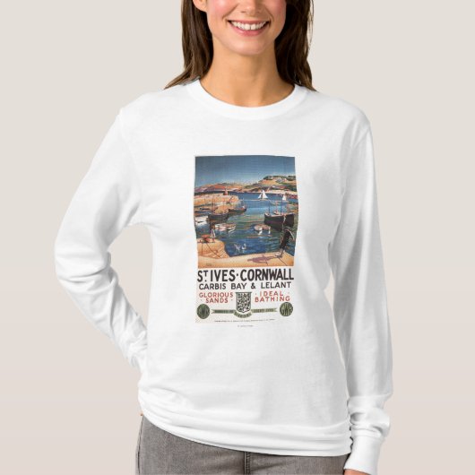 Harbour Scene with Girl and Gulls Railway T-shirt (Voorkant)