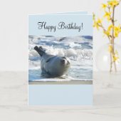 Harbour Seal Birthday Kaart (Gele Bloem)