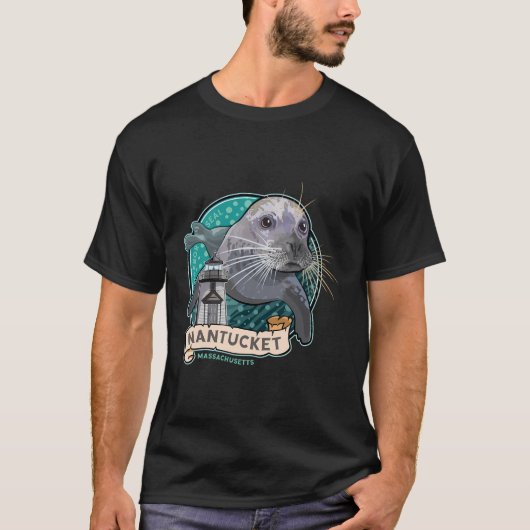 Harbour Seal en Brant vuurtoren Nantucket Massach T-shirt (Voorkant)