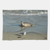 Harbour Seal in La Jolla California Theedoek (Horizontaal)