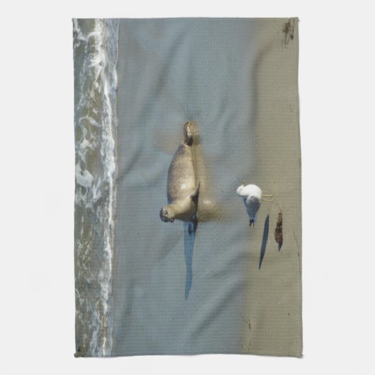 Harbour Seal in La Jolla California Theedoek (Verticaal)