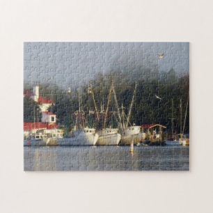 Harbour Shrimp Boats at Morning Jigzaag Legpuzzel
