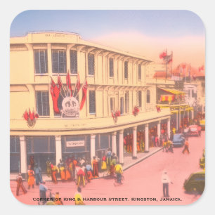 Harbour Street, Kingston, Jamaica ( BWI) Vierkante Sticker