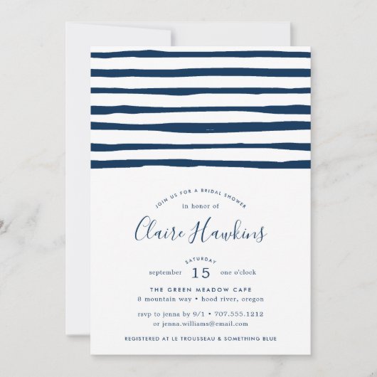 Harbour Stripe Bruids Douche Uitnodiging (Voorkant)