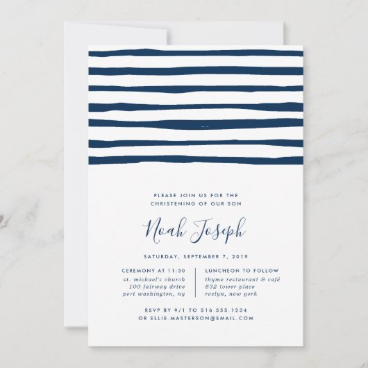 Harbour Stripe doop of doopuitnodiging Kaart (Voorkant)