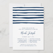 Harbour Stripe Eerste Heilige Communie Uitnodiging (Voorkant)