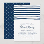 Harbour Stripe Rehearsal Dinner Invitation Kaart (Voorkant / Achterkant)