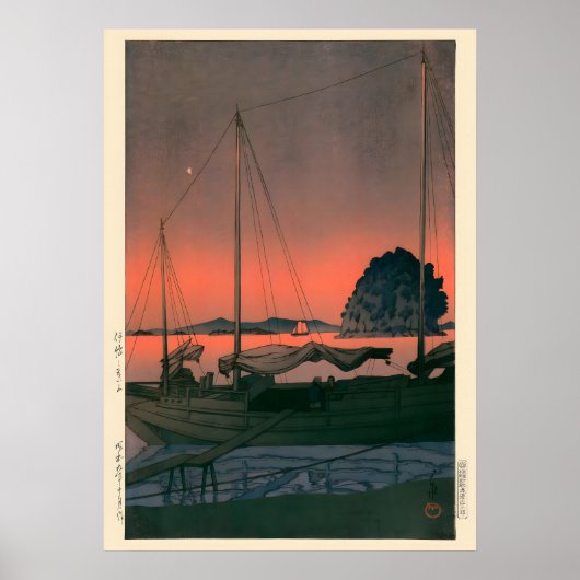 Harbour Sunset door Kawase Hasui Poster (Voorkant)