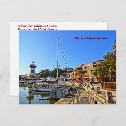 Harbour Town Lighthouse - Hilton Head Island SC Briefkaart (Voorkant / Achterkant)