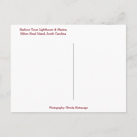 Harbour Town Lighthouse - Hilton Head Island SC Briefkaart (Achterkant)