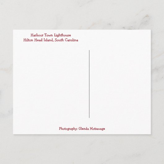 Harbour Town Lighthouse - Hilton Head Island SC Briefkaart (Achterkant)