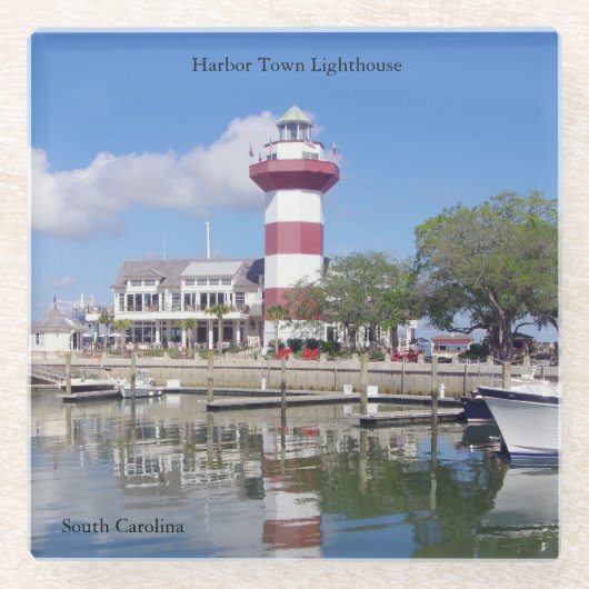 Harbour Town vuurtoren glas onderzetter (Voorkant)