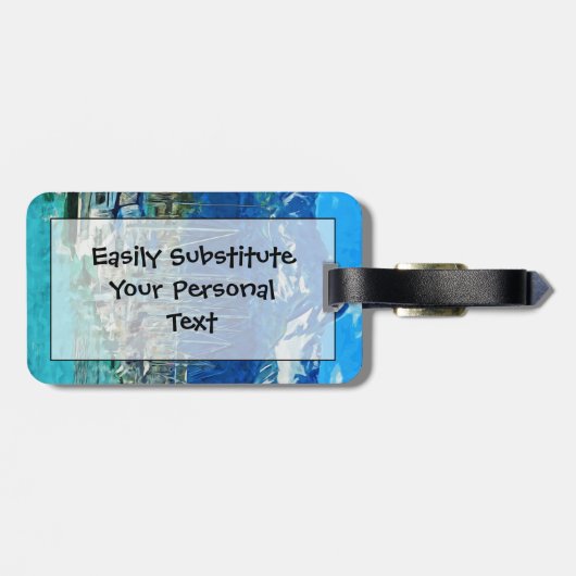 Harbour van Seward Alaska Abstract Impressionisme Bagagelabel (Achterkant horizontaal)