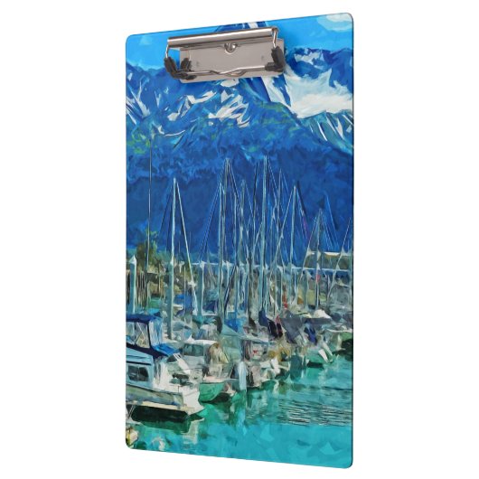 Harbour van Seward Alaska Abstract Impressionisme Klembord (Links)