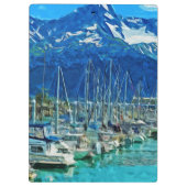 Harbour van Seward Alaska Abstract Impressionisme Klembord (Achterkant)