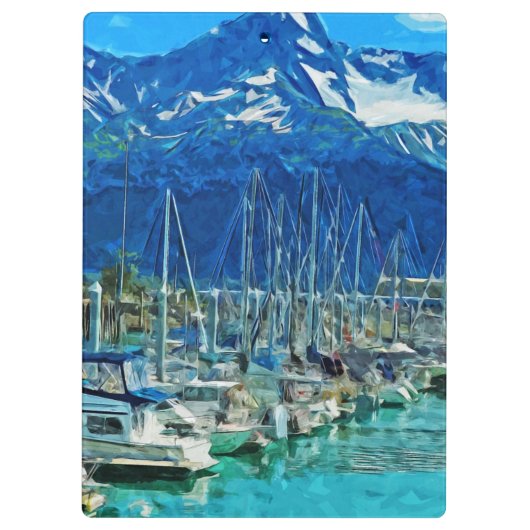 Harbour van Seward Alaska Abstract Impressionisme Klembord (Achterkant)