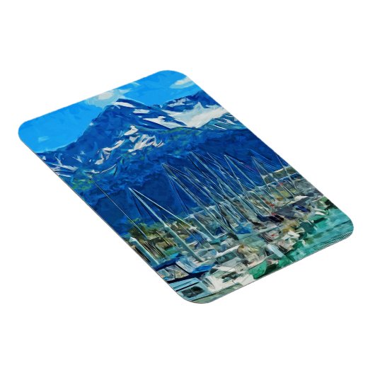 Harbour van Seward Alaska Abstract Impressionisme Magneet (Rechterzijde)