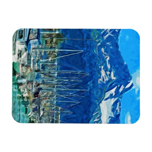 Harbour van Seward Alaska Abstract Impressionisme Magneet (Horizontaal)