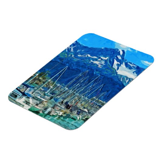 Harbour van Seward Alaska Abstract Impressionisme Magneet (Linkerzijde)