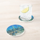 Harbour van Seward Alaska Abstract Impressionisme Zandsteen Onderzetter (Zijkant)