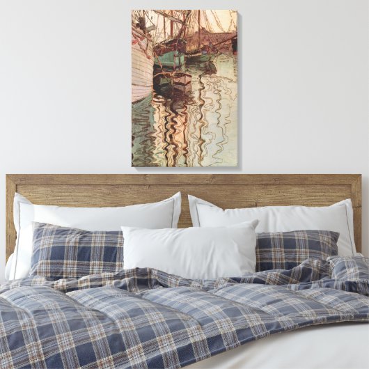 Harbour van Trieste door Egon Schiele,  Kunst Canvas Afdruk (Insitu (Slaapkamer))