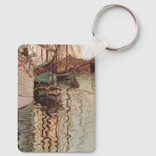 Harbour van Trieste door Egon Schiele,  Kunst Sleutelhanger (Achterkant)