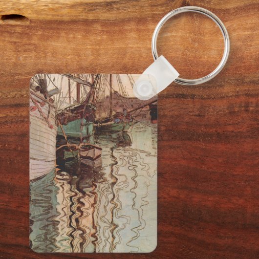 Harbour van Trieste door Egon Schiele, Kunst Sleutelhanger (Achterkant)