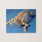 Harbour-zeehond met een blauwe achtergrond legpuzzel (Horizontaal)